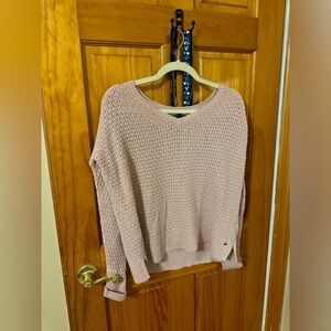 American Eagle Pink Open Knit Sweater Round Neck Size Small